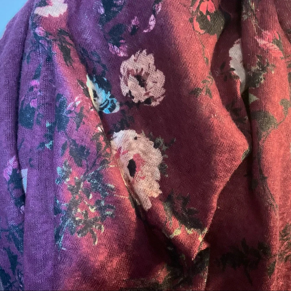 Self Esteem Boho Floral Print Burgundy Infinity Scarf - Picture 2 of 7